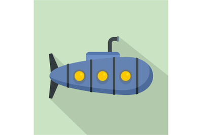 Nautical submarine icon, flat style