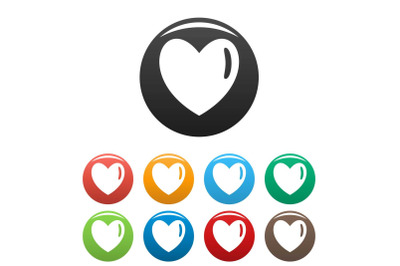 Warm human heart icons set color vector