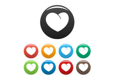 Angelic heart icons set color vector
