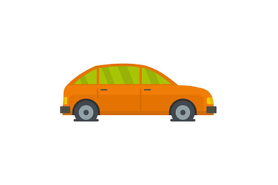 Car in water icon, flat style