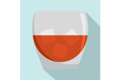 Glass of rum icon, flat style