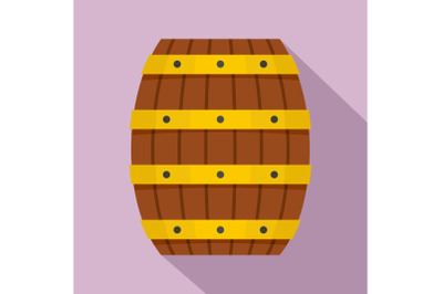 Wood barrel icon, flat style