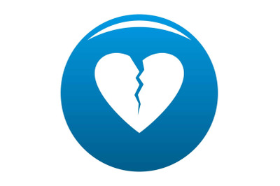 Broken heart icon vector blue