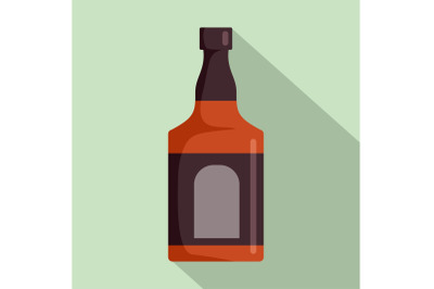 Bottle of rum icon, flat style