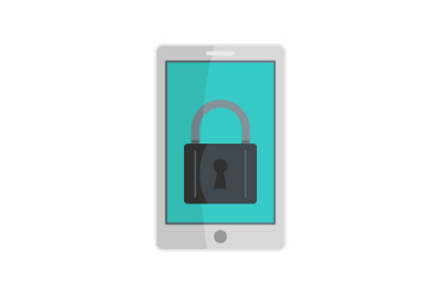 Locked phone icon, flat style