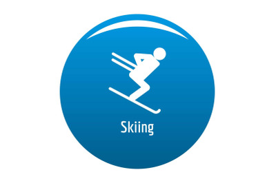 Skiing icon vector blue