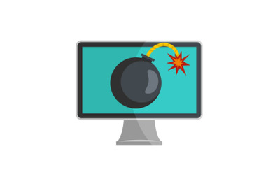 Computer virus icon, flat style