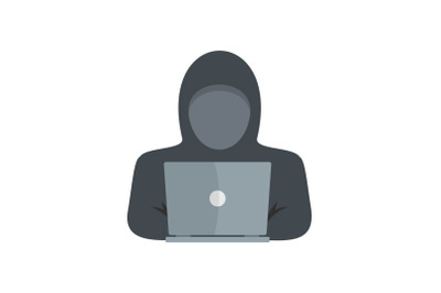 Computer thief icon, flat style