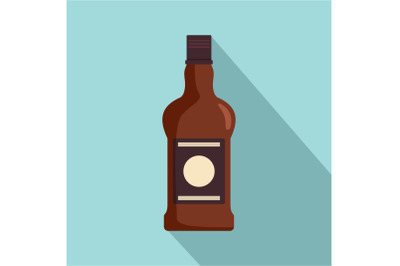Bottle of cognac icon, flat style