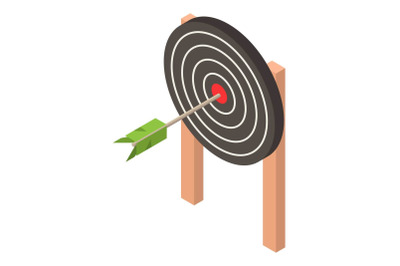 Black target icon, isometric style