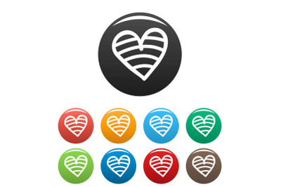 New heart icons set color vector
