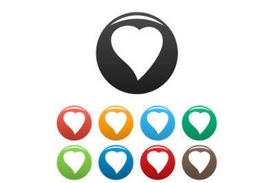 Black Heart icons set color vector