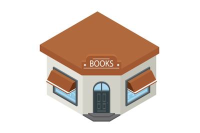 Books shop building icon, isometric style