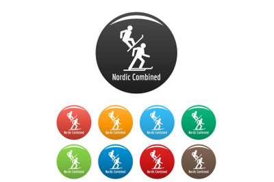 Nordic combined icons set color vector