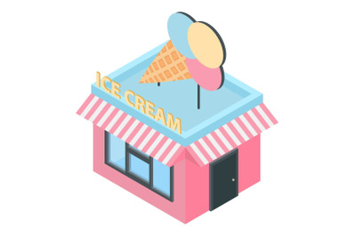 Ice cream building icon, isometric style