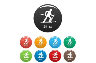 Ski race icons set color vector