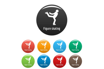 Figure skating icons set color vector