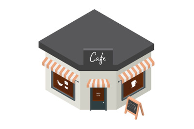 Cafe building icon, isometric style