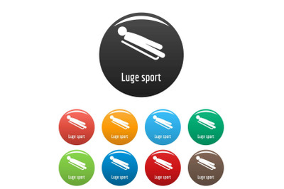 Luge sport icons set color vector