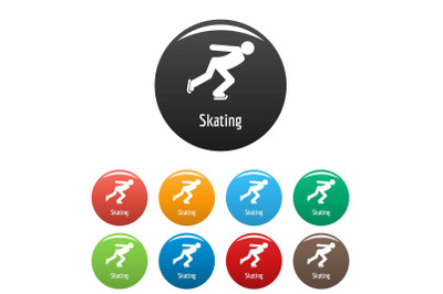 Skating icons set color vector