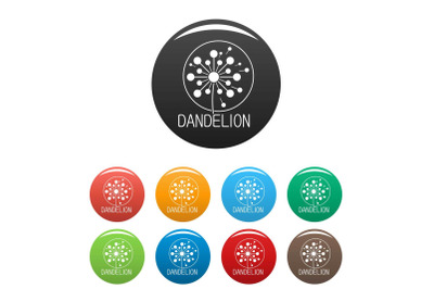 Faded dandelion logo icons set color vector