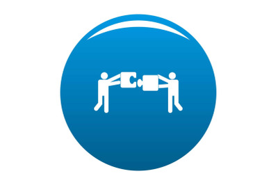Teamwork with puzzle icon vector blue