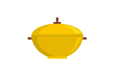 Big saucepan icon, flat style