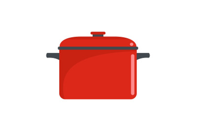 Soup saucepan icon, flat style