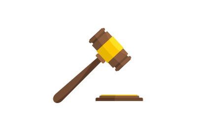Auction gavel icon, flat style