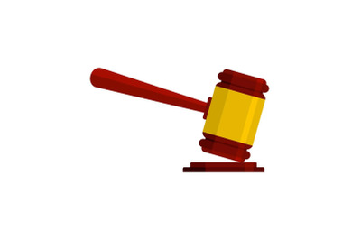 Judge gavel icon, flat style