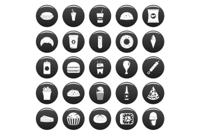 Fast food icons set vetor black