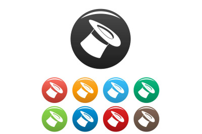Inverted hat icons set color vector