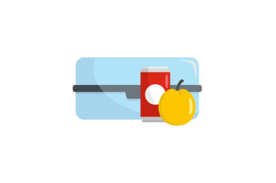 Plastic lunchbox icon, flat style
