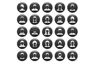 Avatar user icon set vetor black