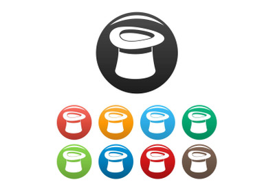 Inverted hat icons set color vector