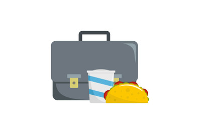 Office lunch icon, flat style