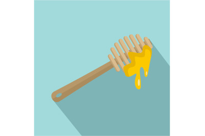 Wood honey tool icon, flat style