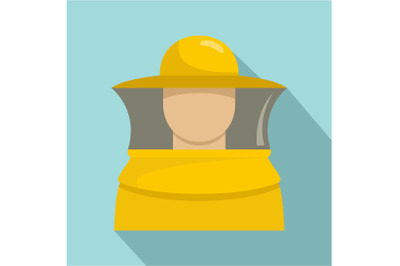 Beekeeper man icon, flat style