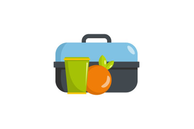 Lunch in box icon, flat style