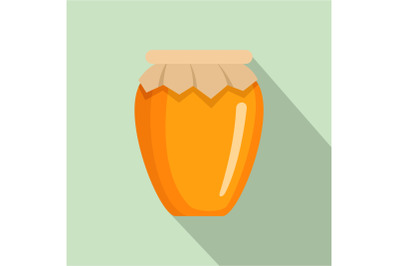 Honey jar icon, flat style