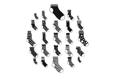 Socks textile icons set, simple style