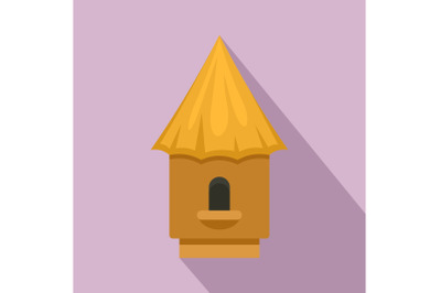 Bee tree house icon, flat style