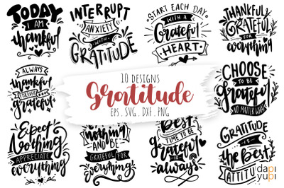 Gratitude Lettering Quotes Bundle