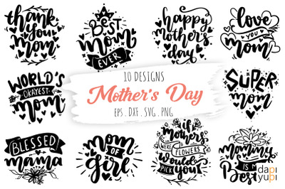 Mother&#039;s Day Lettering Quotes Bundle