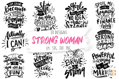 Strong Woman Lettering Quotes Bundle