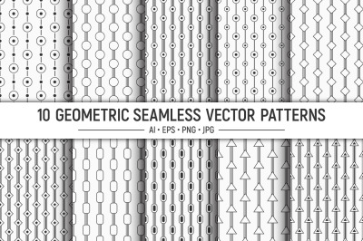10 seamless vertical lines vector patterns