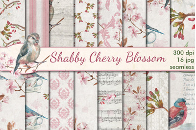 Shabby cherry blossom seamless patterns
