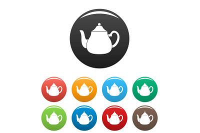 Big kettle icons set color vector