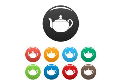 Small teapot icons set color vector
