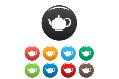 Teapot with handle icons set color vector